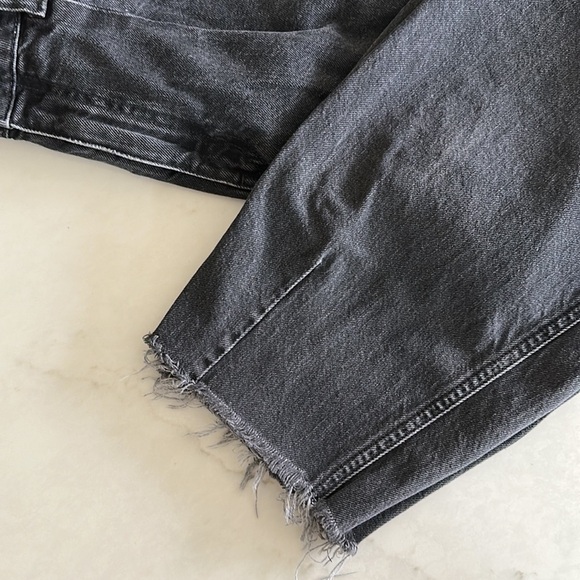 ZARA Washed Black Denim Mom Jeans Straight Leg - Picture 5 of 7